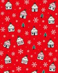 Cute Red Village Snowflake Christmas Art Rug