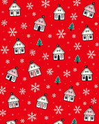Cute Red Village Snowflake Christmas Art Rug