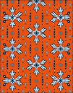 Orange Blue Starburst Geometric Rug