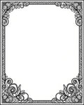 Ornate Black Scrollwork Border Rug