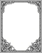 Ornate Black Scrollwork Border Rug