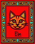 Crimson Cat Bordered With Intricate Lines Rug