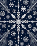 Deep Blue Winter Snowflake Medallion Rug