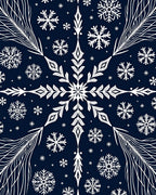 Deep Blue Winter Snowflake Medallion Rug