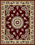 Crimson Floral Scroll Medallion Rug