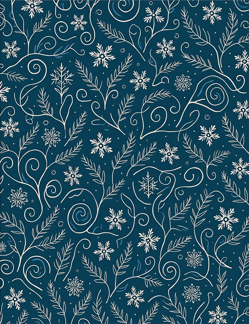 Winter Snowflake Botanical Swirl Rug