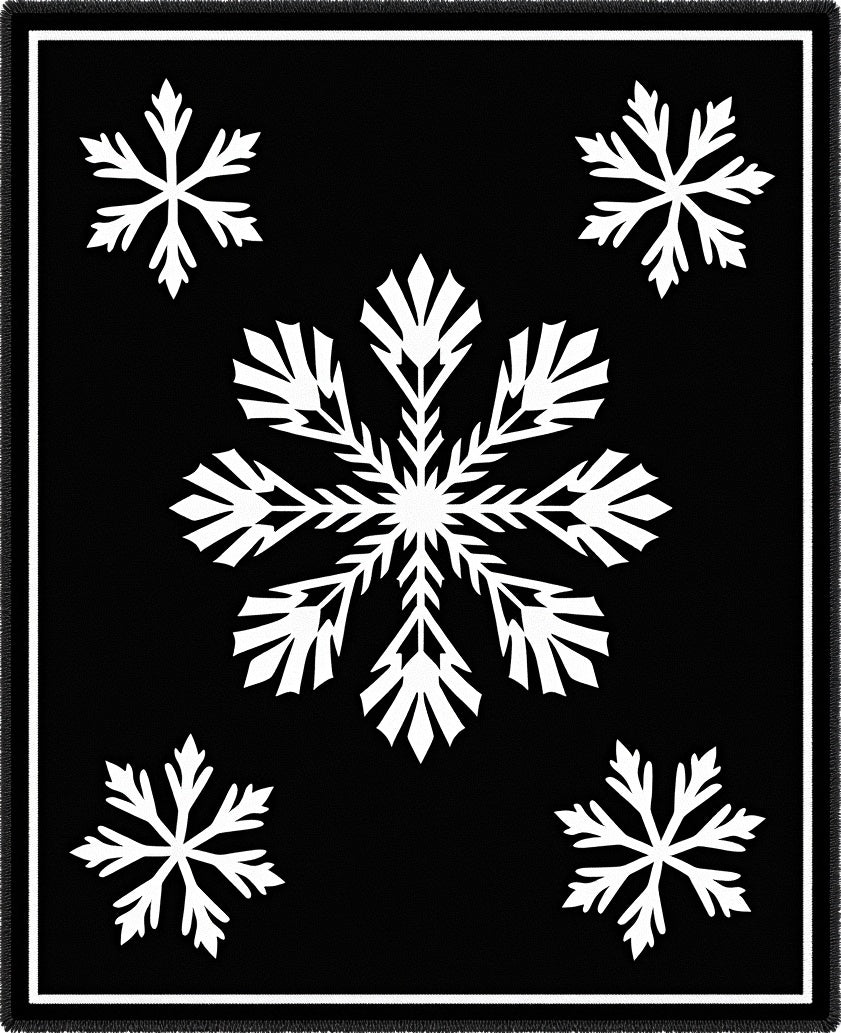 Black White Snowflakes Scattered Accent Rug