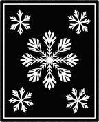 Black White Snowflakes Scattered Accent Rug