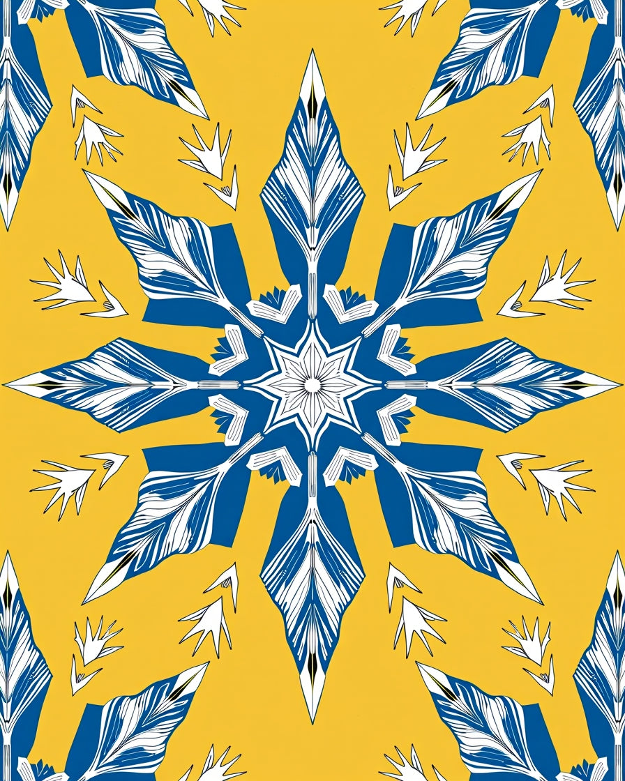 Bold Blue Zenith Medallion Yellow Rug