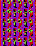 Vibrant Red Folk Art figures Purple Rug