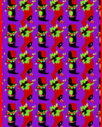 Vibrant Red Folk Art figures Purple Rug