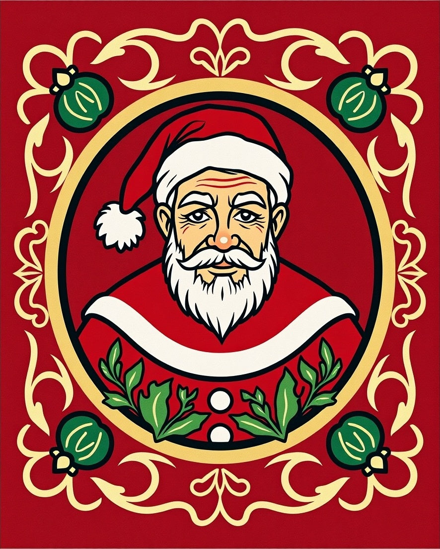 Vintage Santa Claus Ornate Holiday Rug