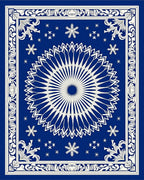 Royal Blue White Snowflake Medallion Rug