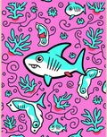 Vibrant Pink Shark Coral Doodle Rug