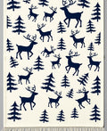 Navy Deer Forest Scene Rug