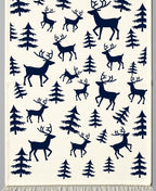 Navy Deer Forest Scene Rug
