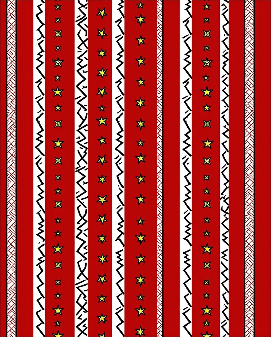 Bold Red Starburst Zigzag Stripe Rug