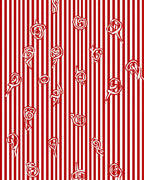 Red White Striped Organic Swirl Rug