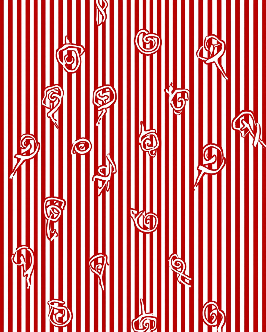 Red White Striped Organic Swirl Rug
