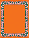 Bold Orange Green Floral Frame Rug