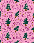 Whimsical Pink Christmas Tree Doodle Rug