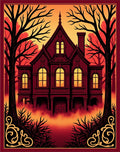 Gothic Victorian House Autumn Fog Rug