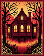 Gothic Victorian House Autumn Fog Rug