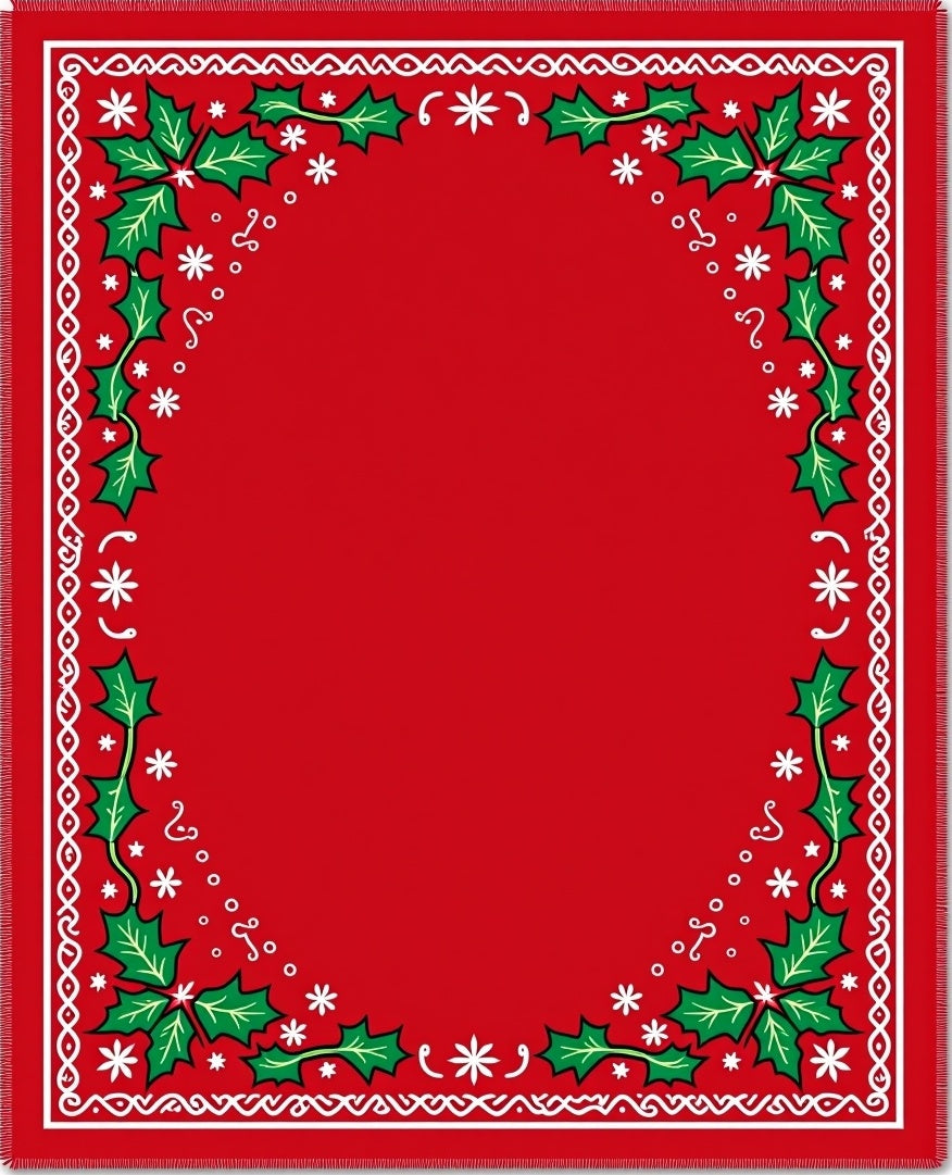 Festive Red Holly Berry Border Rug
