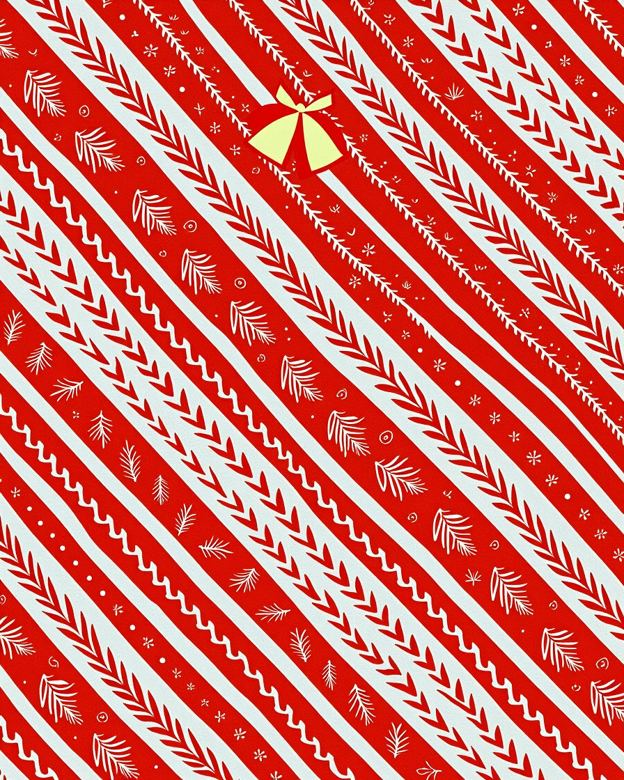 Festive Red White Striped Bell Garland Rug