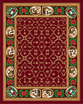 Crimson Floral Dog Portrait Medallion Rug