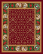 Crimson Floral Dog Portrait Medallion Rug