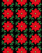 Bold Red Floral Poinsettia Foliage Rug