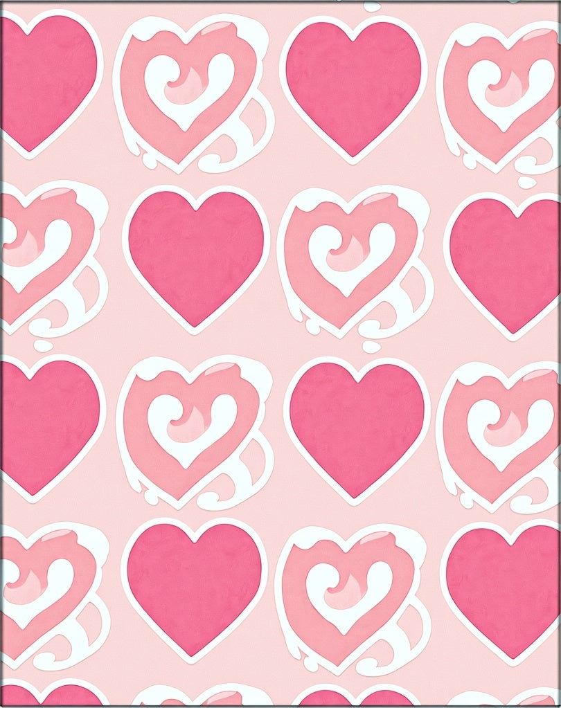 Pink Hearts Repeating Pattern Rug