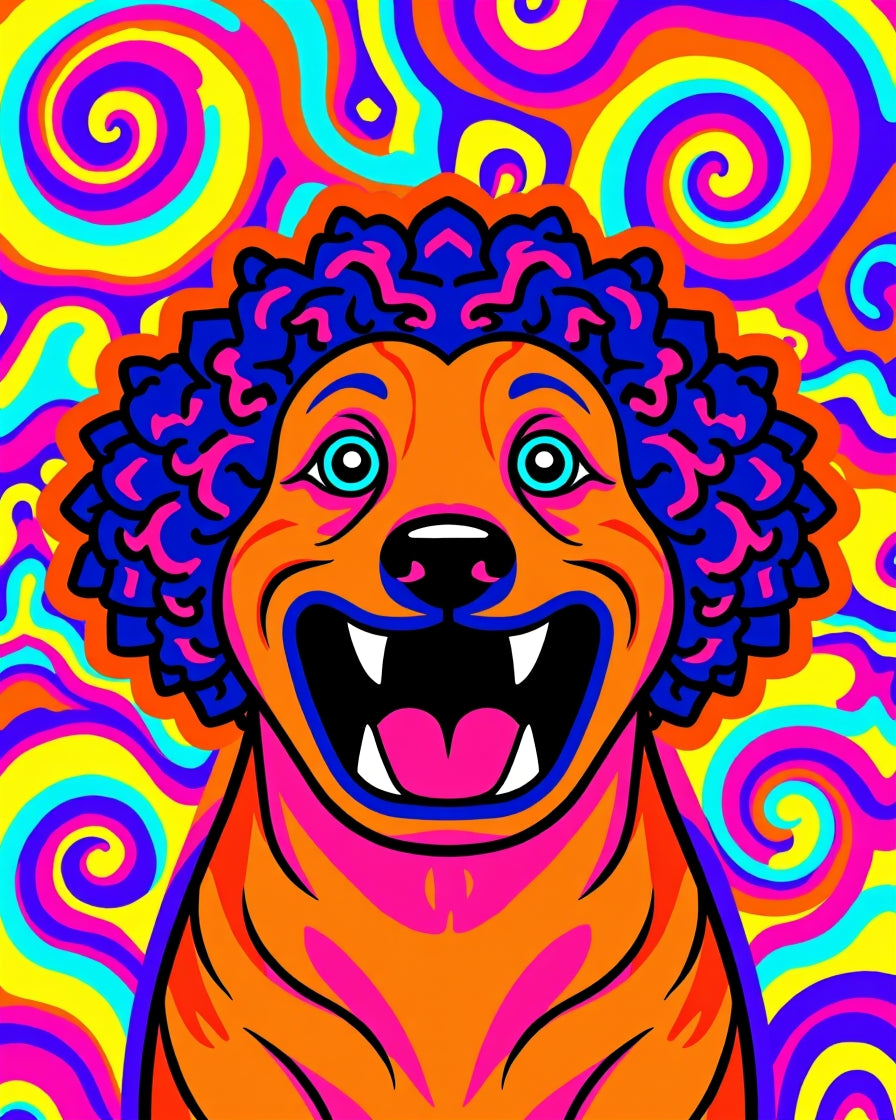 Psychedelic Orange Lion Swirl Rug