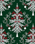 Festive Red White Evergreen Ornaments Rug