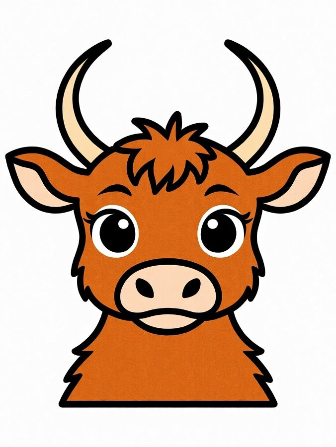 Cute Brown Highland Cow Portrait Rug