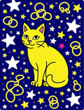 Yellow Cat Starry Night Rings Rug