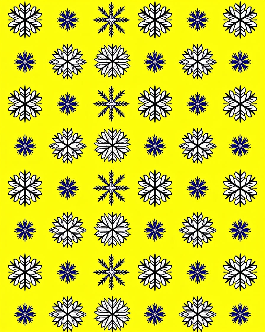 Bright Yellow Snowflake Repeating Pattern Rug
