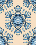 Navy Blue Floral Medallion Cream Rug