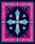Ornate Blue White Pink Cross Rug