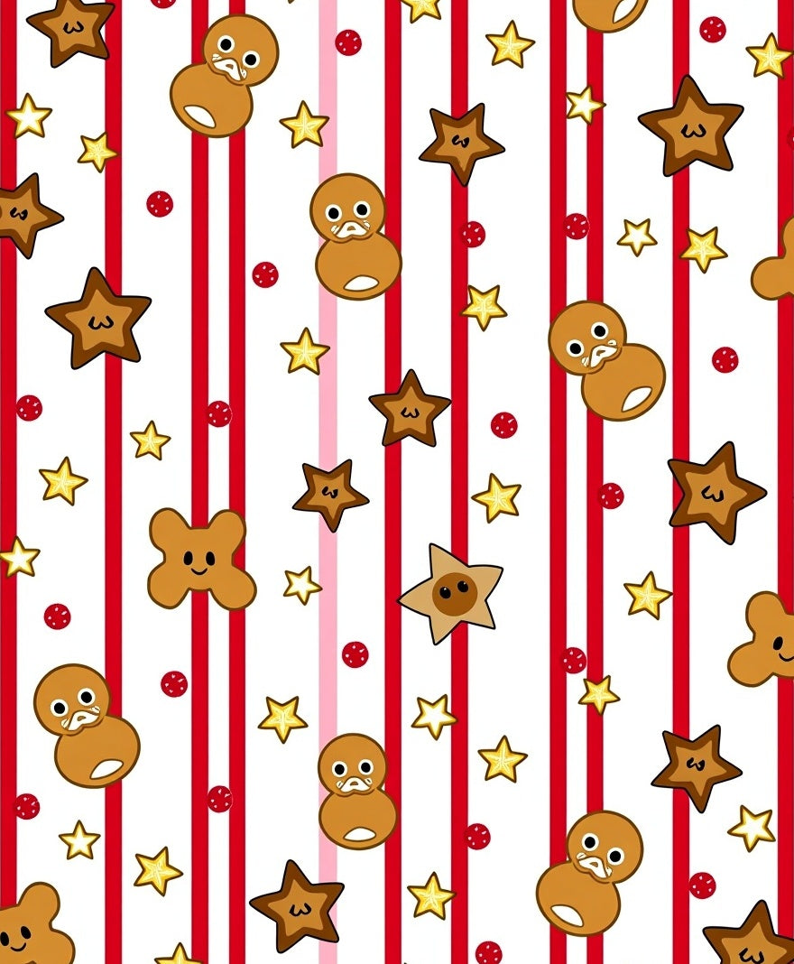 Red White Striped Gingerbread Friends Rug