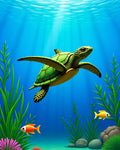 Underwater Sea Turtle Tropical Fish Garden Rug