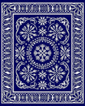 Deep Blue Floral Snowflake Medallion Rug