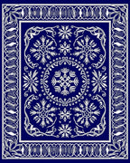 Deep Blue Floral Snowflake Medallion Rug