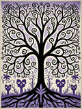 Whimsical Purple Skull Tree Roots Rug