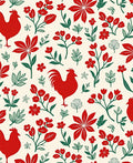 Red Rooster Floral Scatter Rug
