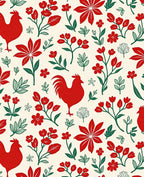 Red Rooster Floral Scatter Rug