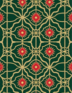 Emerald Green Red Starburst Lattice Rug