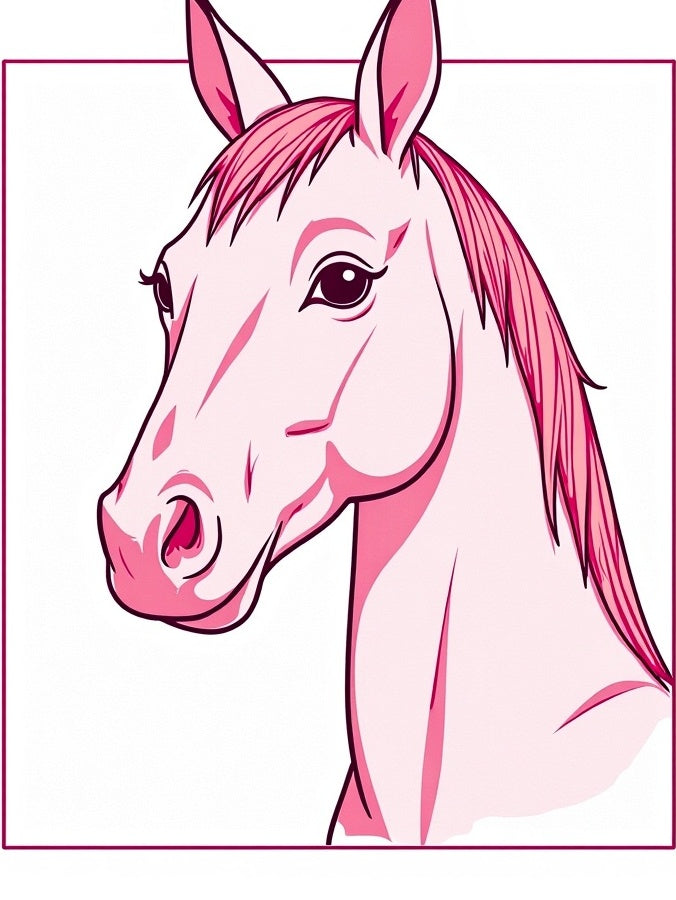 Pink Horse Head Portrait Decorative Rug