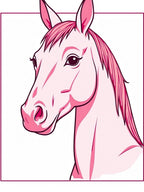 Pink Horse Head Portrait Decorative Rug